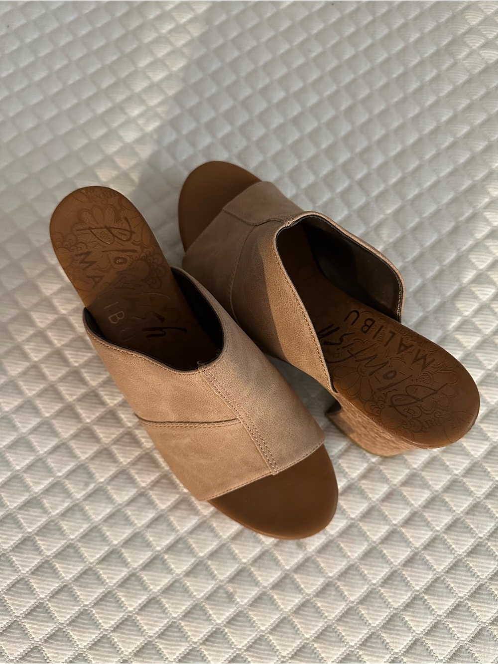 Blowfish Beige/Tan Slide Mule Wedges